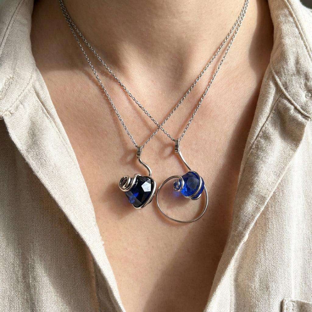 Colier / Pandativ „Aura” – Cristal Albastru - Geoma.ro