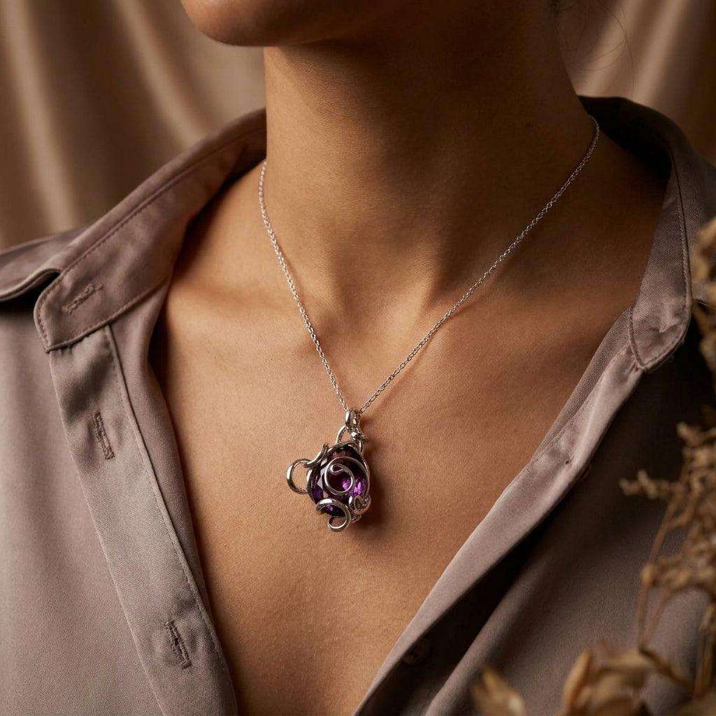 Colier "Magenta Heartbeat" - Geoma.ro