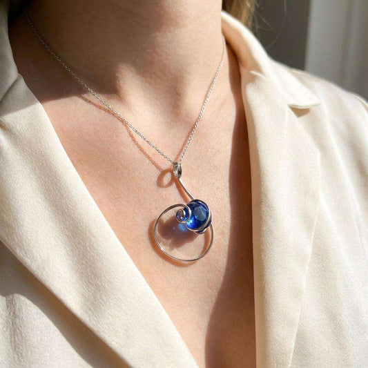 Colier / Pandativ „Aura” – Cristal Albastru - Geoma.ro