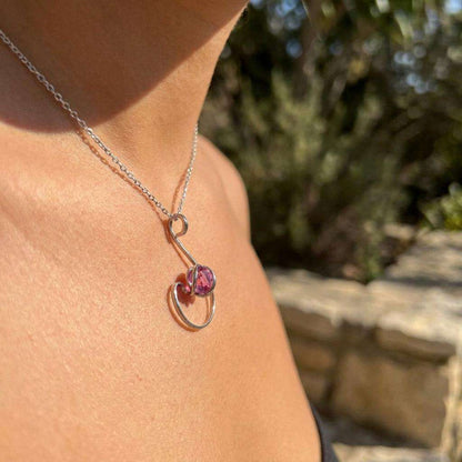 Colier Statement Rose Aura – Cristal Roz - Fuchsia - Geoma.ro