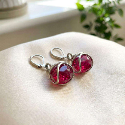 Cercei Statement Fuchsia Swirl – Sferă Cristal Roz Intens - Geoma.ro