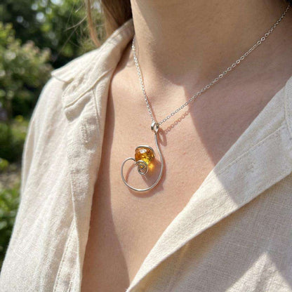 Colier Statement Amber Spiral - Geoma.ro