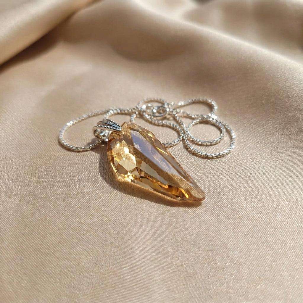 Colier Amber Tear – Cristal Fațetat Chihlimbar - Geoma.ro