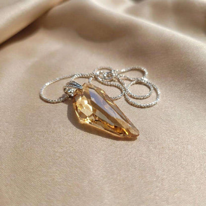 Colier Amber Tear – Cristal Fațetat Chihlimbar - Geoma.ro