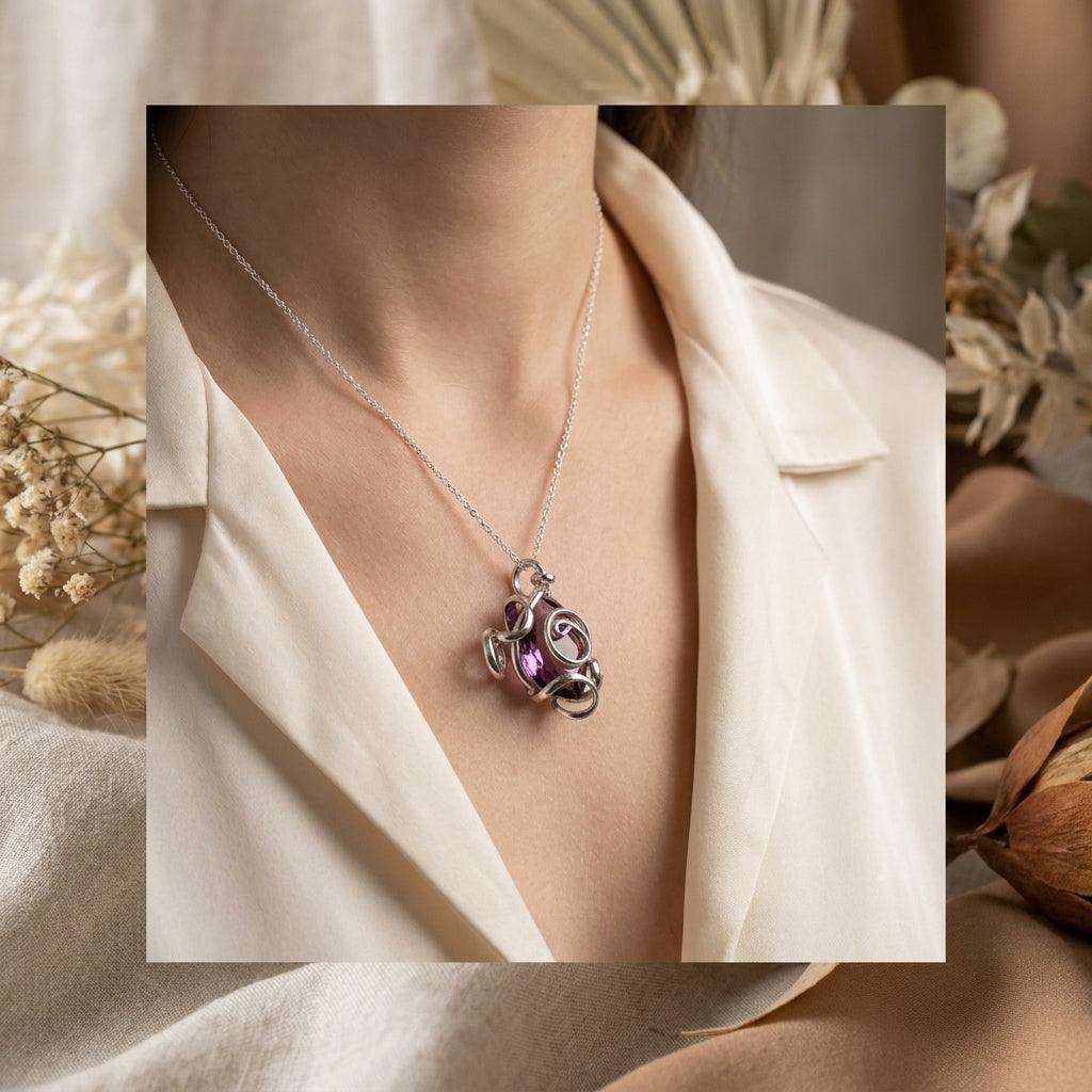 Colier "Magenta Heartbeat" - Geoma.ro
