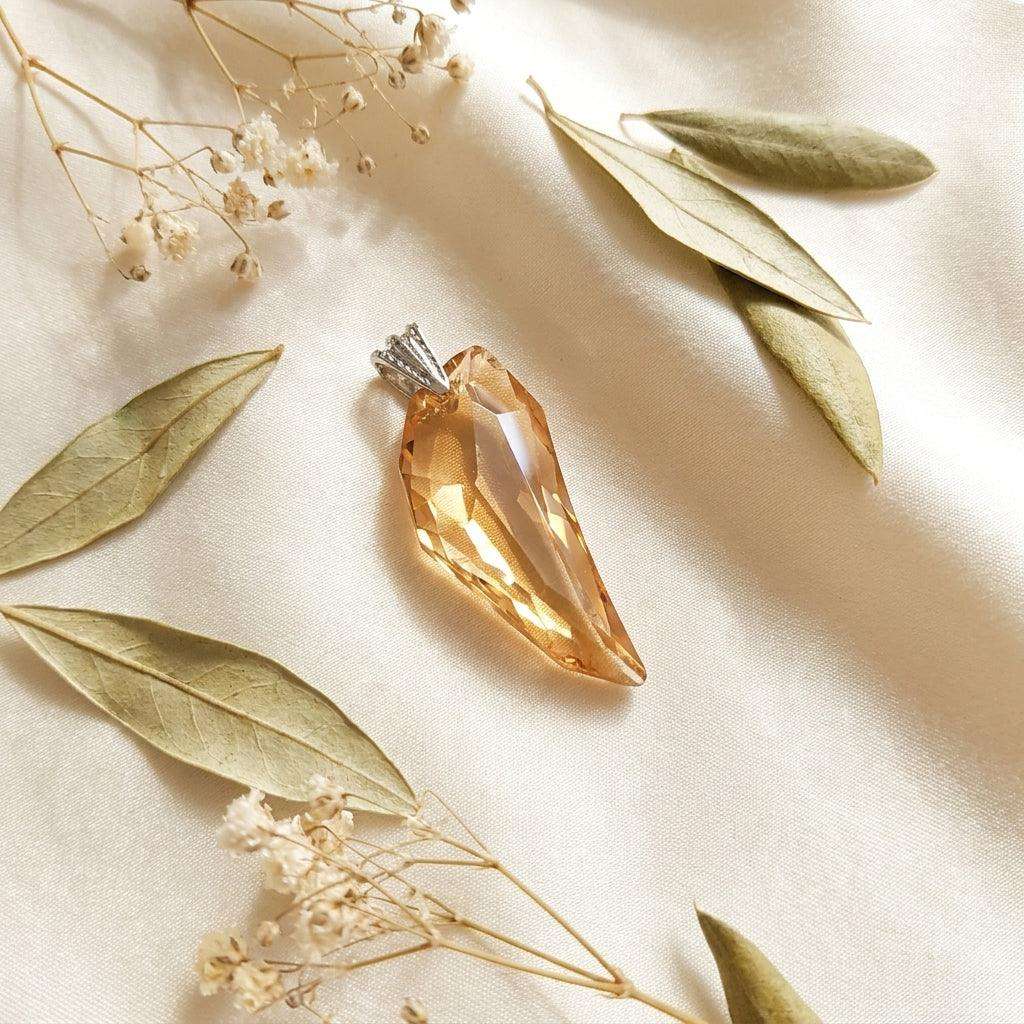 Colier Amber Tear – Cristal Fațetat Chihlimbar - Geoma.ro