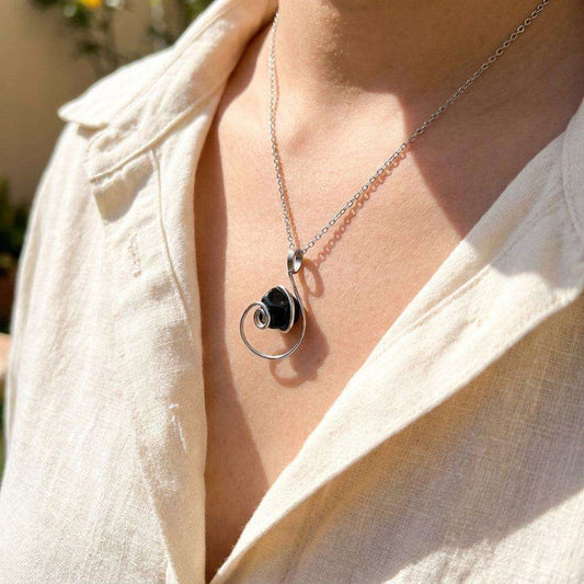 Colier Statement Onyx Vortex – Cristal Rotund Negru Opac
