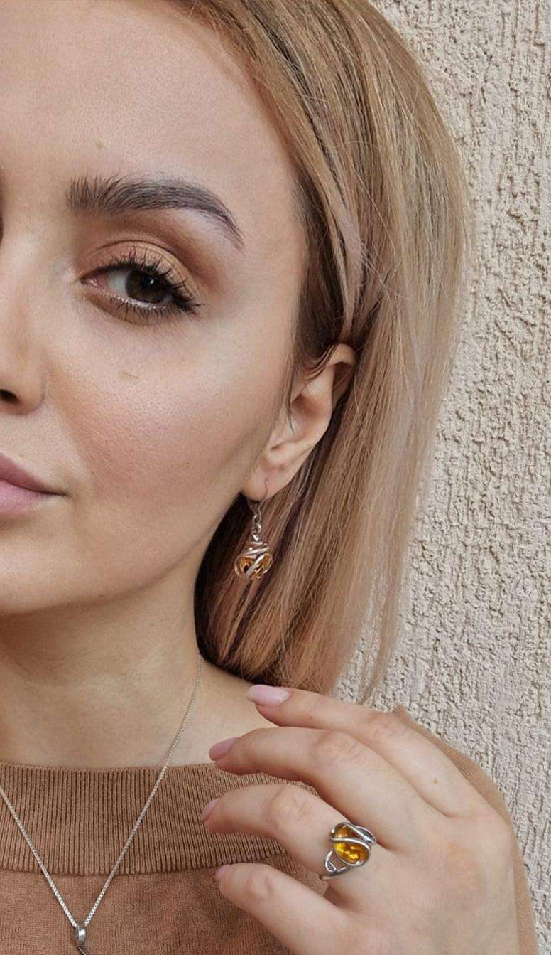 Cercei Handmade "Amber Glow" - Geoma.ro