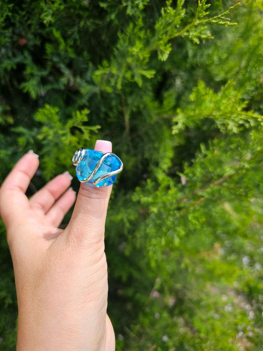 Inel Azur – Piatră Albastră Statement Handmade - Geoma.ro